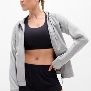 Athleta Unstoppable Fleece Lined Full Zip Jacket Grey Heather Womens Xl